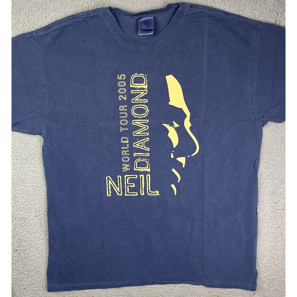Vintage 2005 Neil Diamond World Tour Blue Concert Music T Shirt‎ Size Large